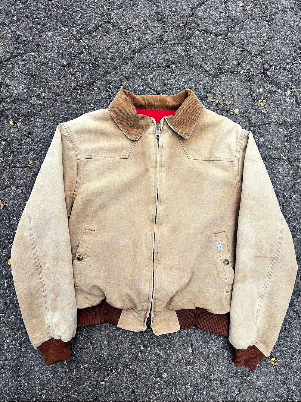 Vintage 80’s Carhartt Santa Fe Jacket Men's Brown & Beige Bomber Jacket